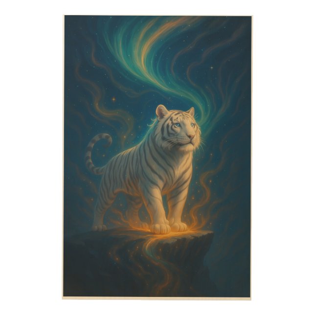 Fantasy White Tiger – Mystic Aura Series | ManJian Wood Wall Art (Front)