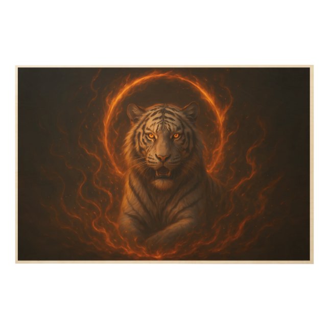 Fantasy White Tiger – Mystic Aura Series | ManJian Wood Wall Art (Front)