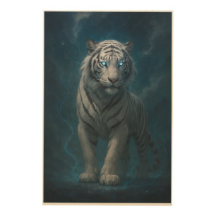 Fantasy White Tiger – Mystic Aura Series   ManJian Wood Wall Art