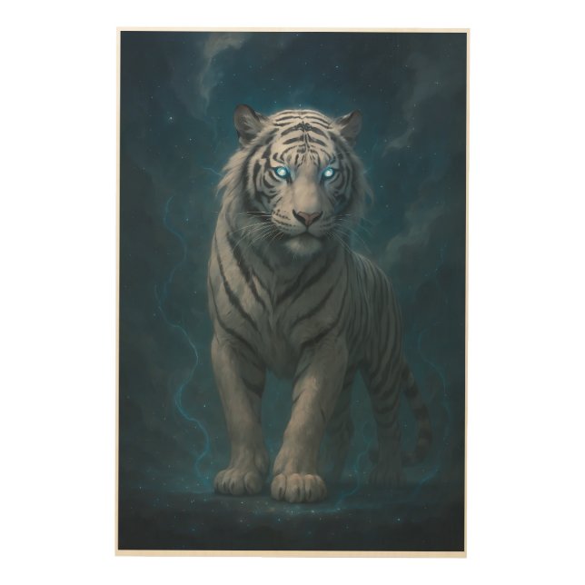 Fantasy White Tiger – Mystic Aura Series | ManJian Wood Wall Art (Front)