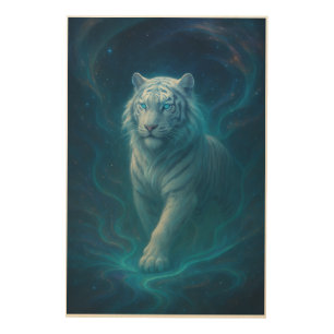 Fantasy White Tiger – Mystic Aura Series   ManJian Wood Wall Art