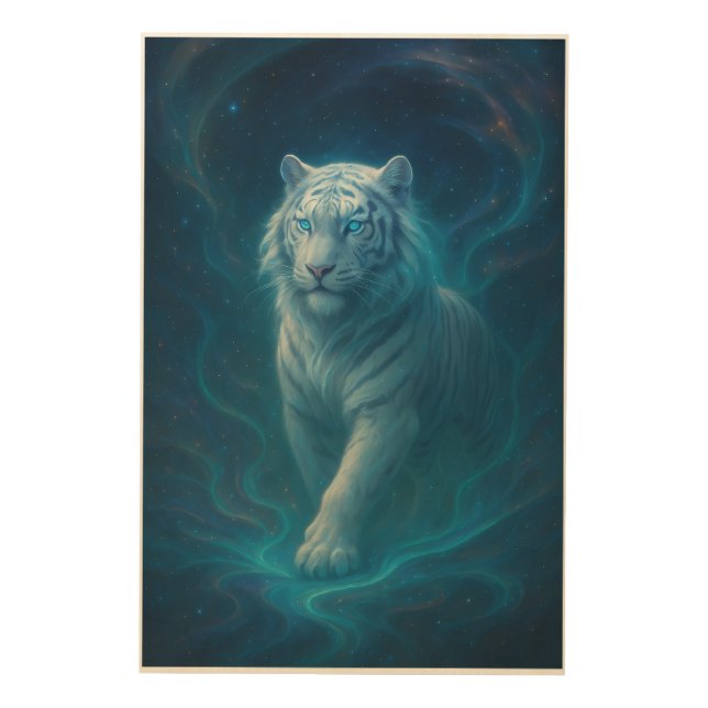 Fantasy White Tiger – Mystic Aura Series | ManJian Wood Wall Art (Front)