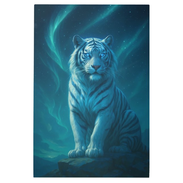 Fantasy White Tiger – Mystic Aura Series Metal Print (Front)