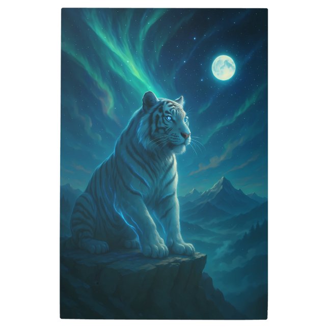 Fantasy White Tiger – Mystic Aura Series Metal Print (Front)