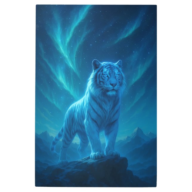 Fantasy White Tiger – Mystic Aura Series Metal Print (Front)