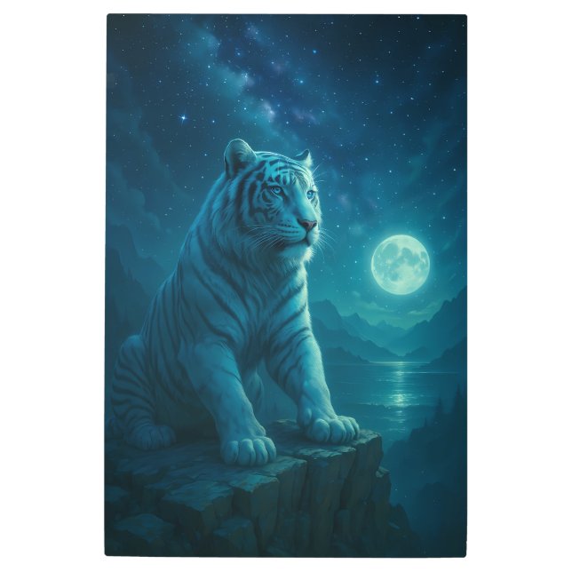 Fantasy White Tiger – Mystic Aura Series Metal Print (Front)