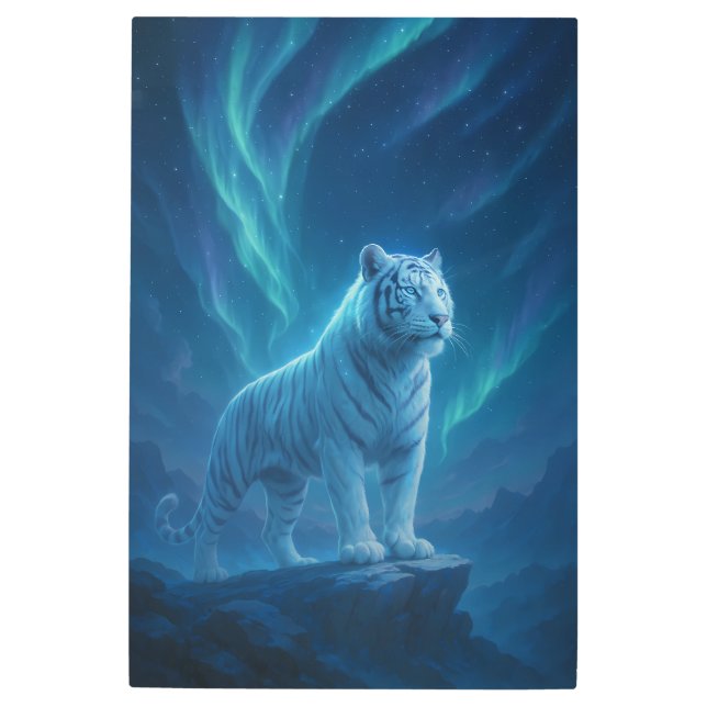 Fantasy White Tiger – Mystic Aura Series Metal Print (Front)