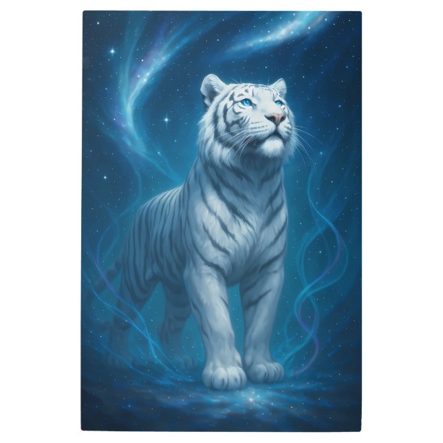 Fantasy White Tiger – Mystic Aura Series Metal Print (Front)