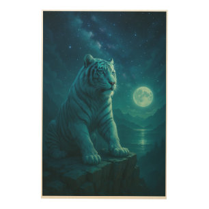 Fantasy White Tiger – Mystic Aura Series Wood Wall Art