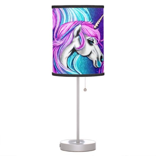 Fantasy White Unicorn Seamless Pattern Table Lamp