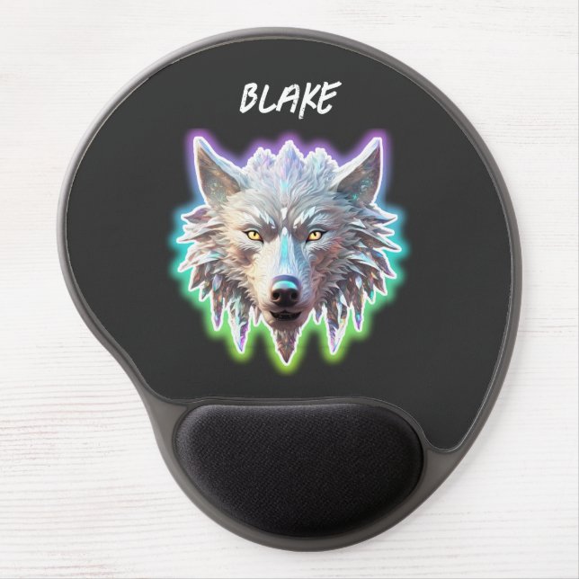 Fantasy White Wolf Head Gel Mouse Pad (Front)