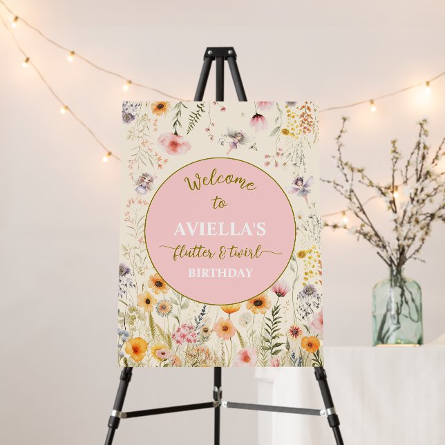 Fantasy wildflower fairy birthday Welcome sign (In Situ (Stand))