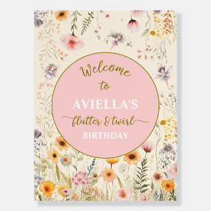 Fantasy wildflower fairy birthday Welcome sign