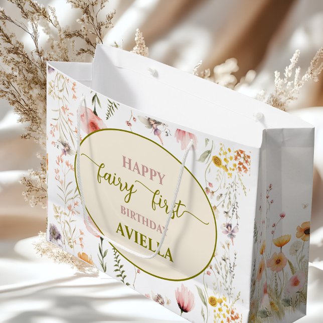 Fantasy wildflower fairy first birthday Gift Bag (Creator Uploaded)