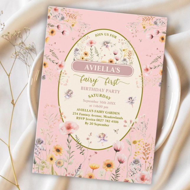 Fantasy wildflower fairy first Invitation (Creator Uploaded)