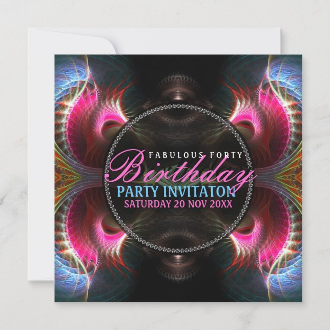 Fantasy Wings Fabulous 40 Event Party Invitation (Front)