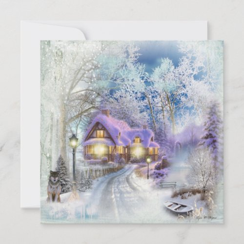 Fantasy Winter Christmas Cottage Holiday Card