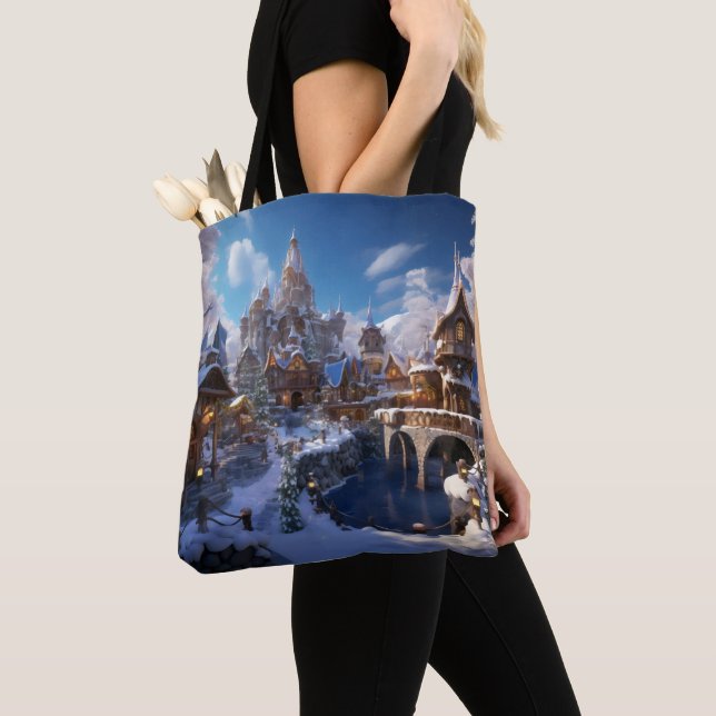 Fantasy Winter City Tote Bag (Close Up)