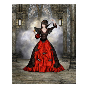 Fantasy Witch - Medieval Castle Halloween Art Poster