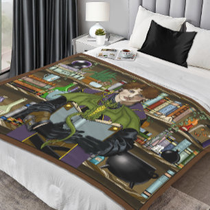 Fantasy Wizard Books Dragon Potions Fleece Blanket