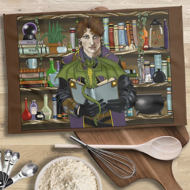 Fantasy Wizard Books Dragon Potions Kitchen Towel (Creator Uploaded)