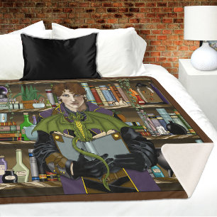 Fantasy Wizard Books Dragon Potions Sherpa Blanket