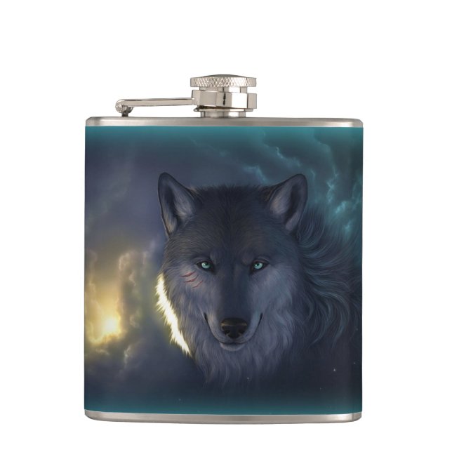 Fantasy Wolf Flask (Front)
