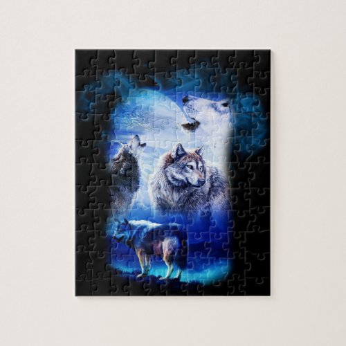 Fantasy Wolf Moon Mountain Jigsaw Puzzle