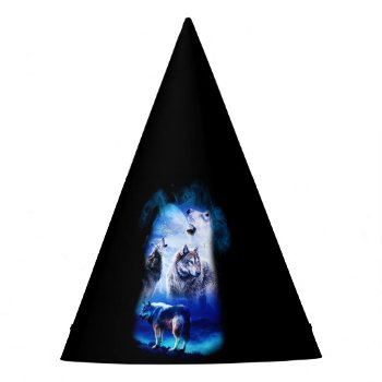 Fantasy Wolf Moon Mountain Party Hat by Wonderful12345 at Zazzle