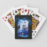 Fantasy Wolf Moon Mountain Playing Cards at Zazzle