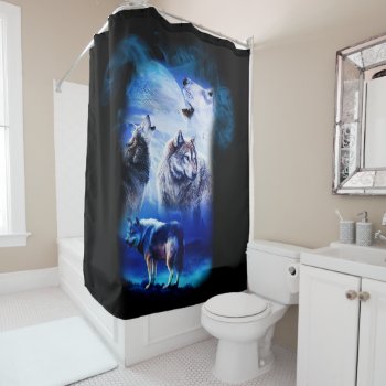 Fantasy Wolf Moon Mountain Shower Curtain by Wonderful12345 at Zazzle