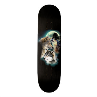 Fantasy Wolf Moon Mountain Skateboard Deck