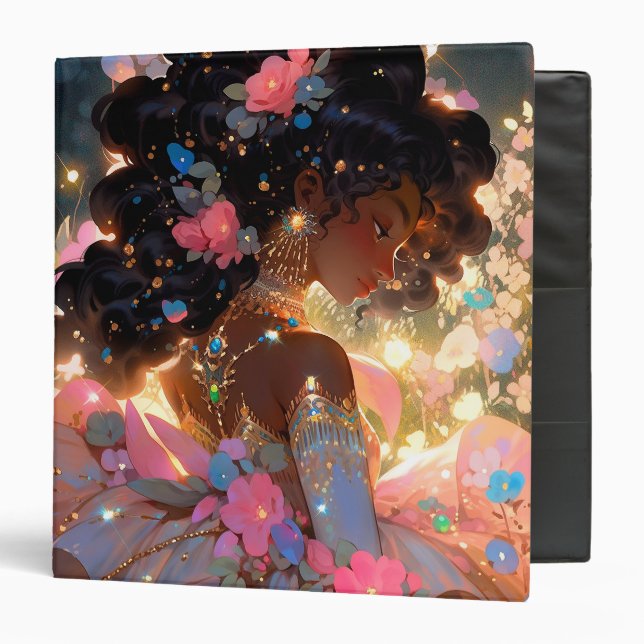 Fantasy Woman African American Art 3 Ring Binder (Front/Inside)