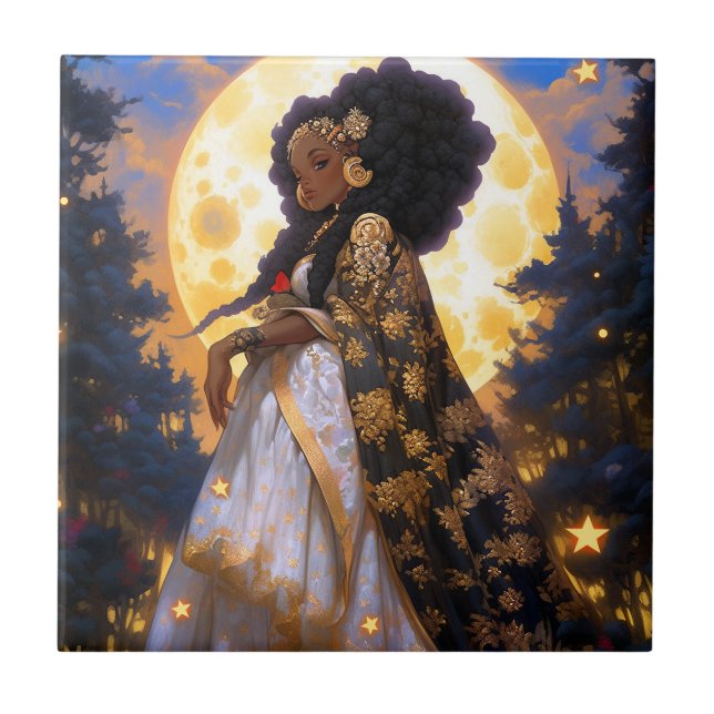 Fantasy Woman African American Art Ceramic Tile (Front)