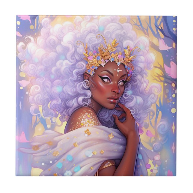 Fantasy Woman African American Art Ceramic Tile (Front)