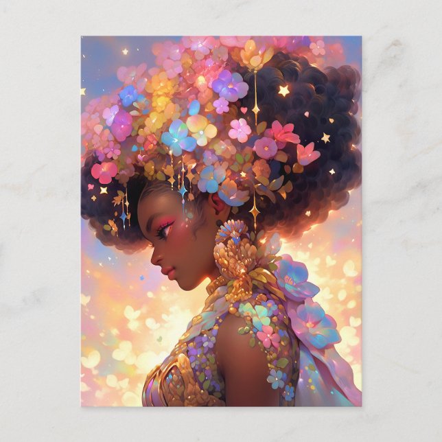 Fantasy Woman African American Art Postcard (Front)