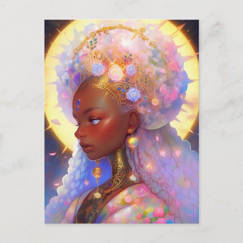 Fantasy Woman African American Art Postcard
