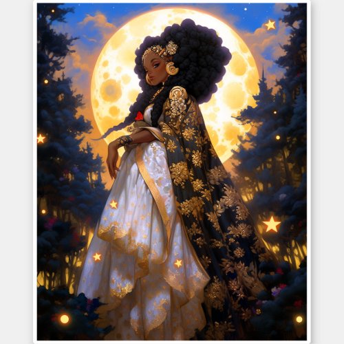 Fantasy Woman African American Art Sticker