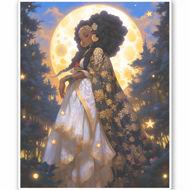 Fantasy Woman African American Art Sticker (Front)