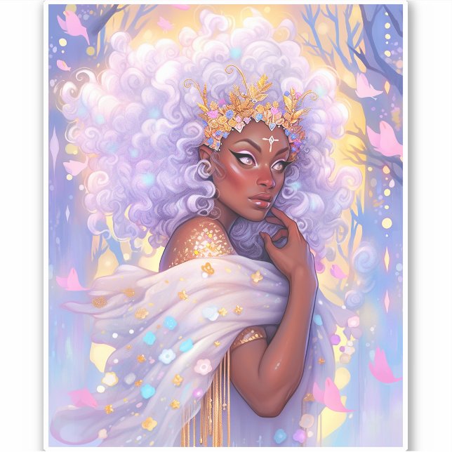 Fantasy Woman African American Art Sticker (Front)
