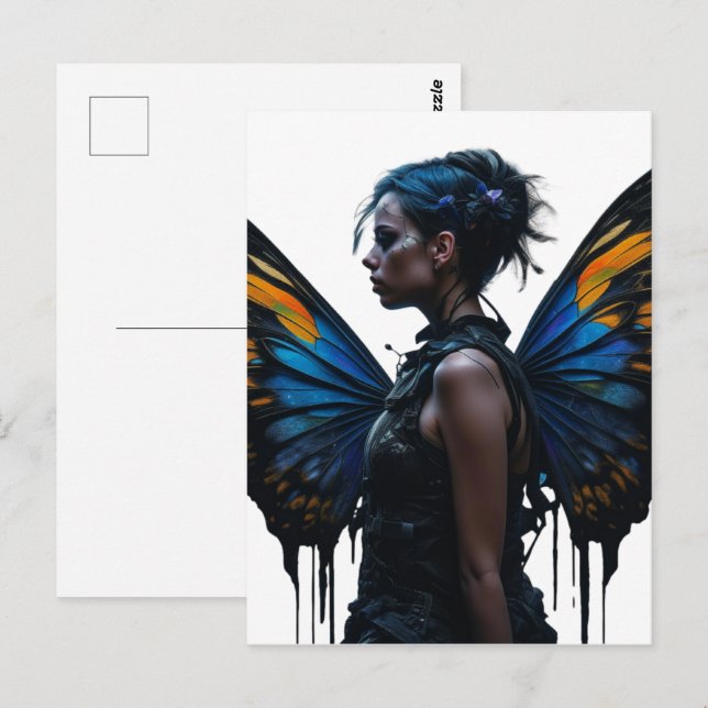 Fantasy Woman and Butterfly Wings AI Art Postcard (Front/Back)