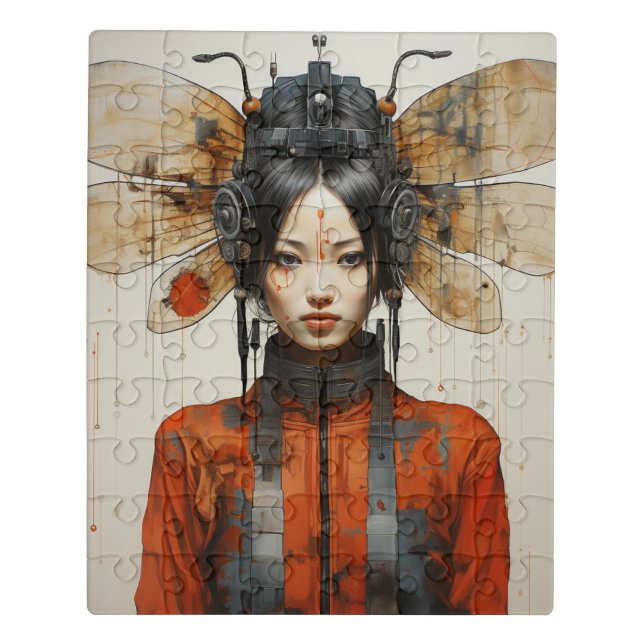 Fantasy Woman and Insect Wings Scifi AI Art Jigsaw Puzzle (Puzzle Vertical)