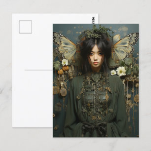 Fantasy Woman and Insect Wings Scifi AI Art Postcard