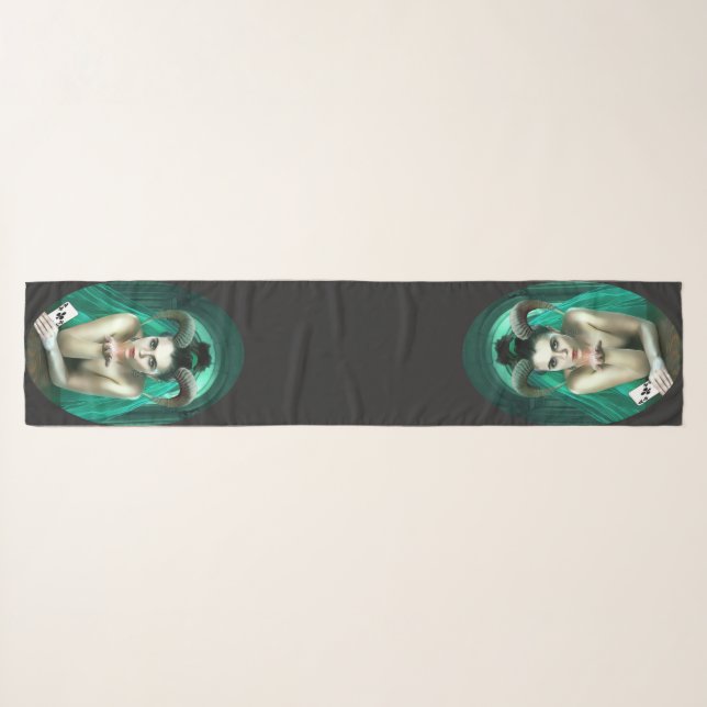 Fantasy Woman Playing Poker Scarf (Front (Horizontal))