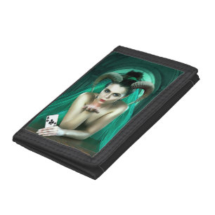 Fantasy Woman Playing Poker Tri-fold Wallet