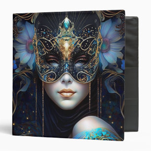 Fantasy Woman Wearing Mask 3 Ring Binder