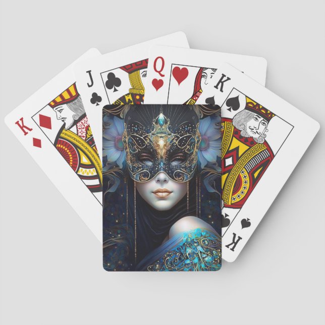 Fantasy Woman Wearing Mask Poker Cards (Back)