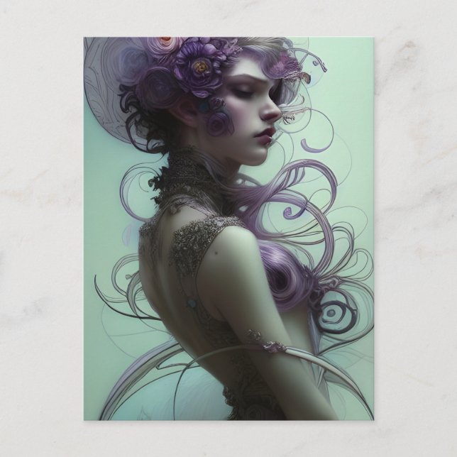 Fantasy Woman With Purple Hair Postcard (Front)