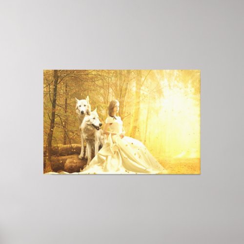 FANTASY WOMAN WITH WOLVES 3 Panel Canvas Wall Art