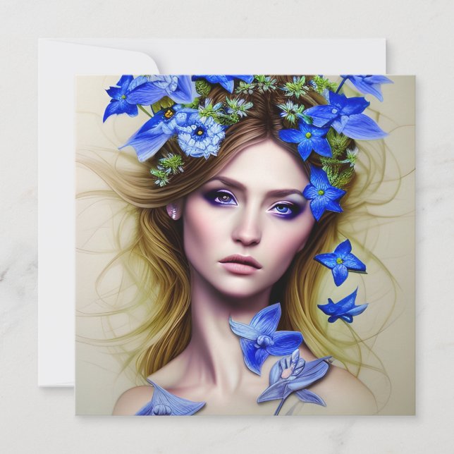 Fantasy Women Fairy Portrait Note Card (Front)
